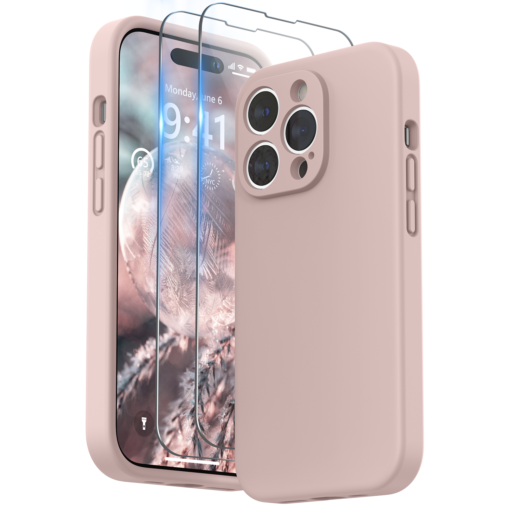 SURPHY Designed for iPhone 14 Pro Max Case with Screen Protector, (with Camera Protection + Soft Microfiber Lining) Liquid Silicone Phone Case