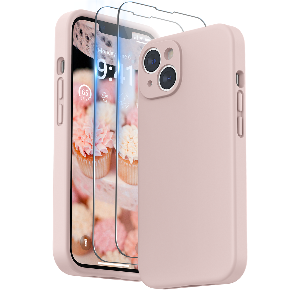 SURPHY Compatible with iPhone 14 Case with Screen Protector (Camera Protection + Soft Microfiber Lining) Liquid Silicone Phone Case 6.1 inch 2022