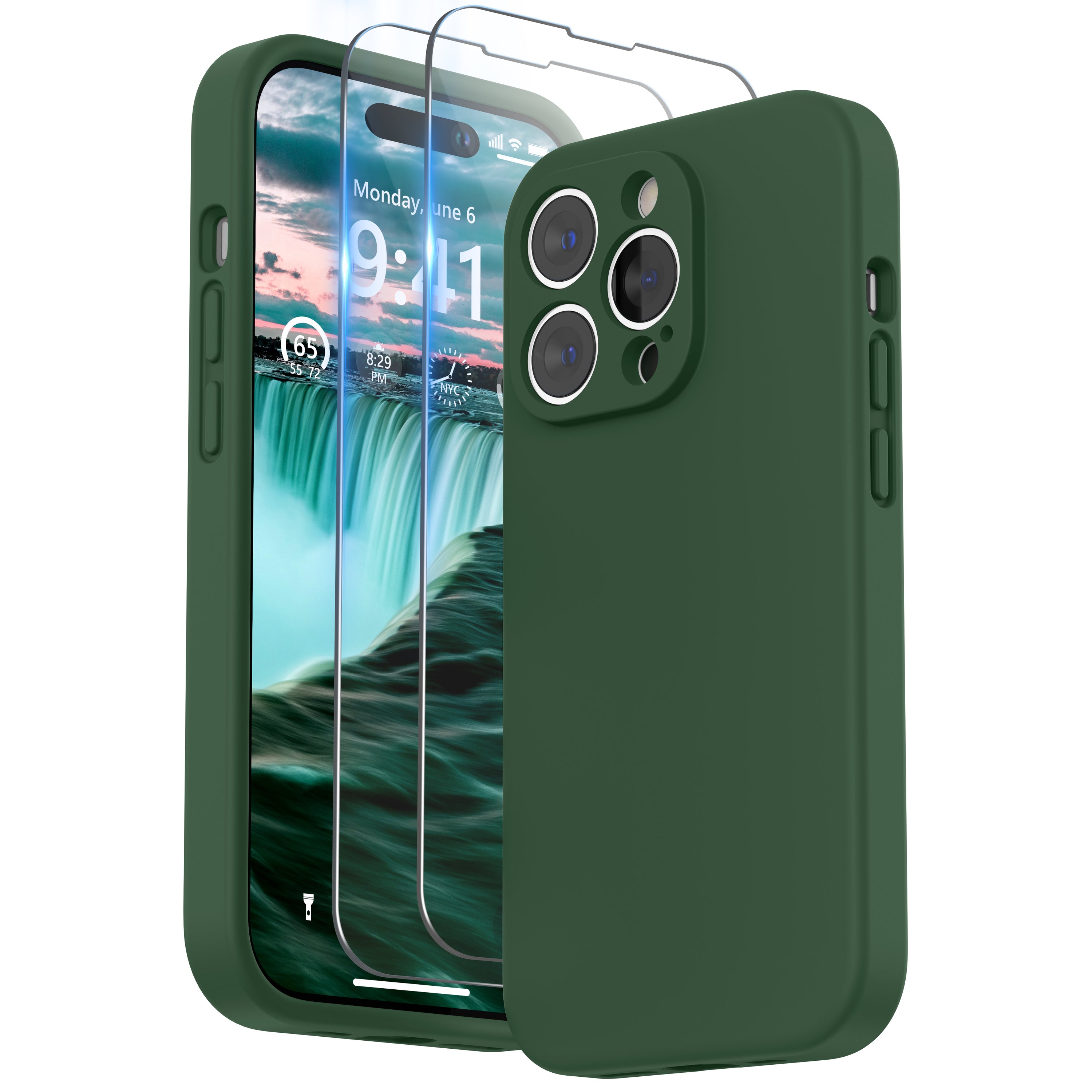 SURPHY Designed for iPhone 14 Pro Max Case with Screen Protector, (with Camera Protection + Soft Microfiber Lining) Liquid Silicone Phone Case