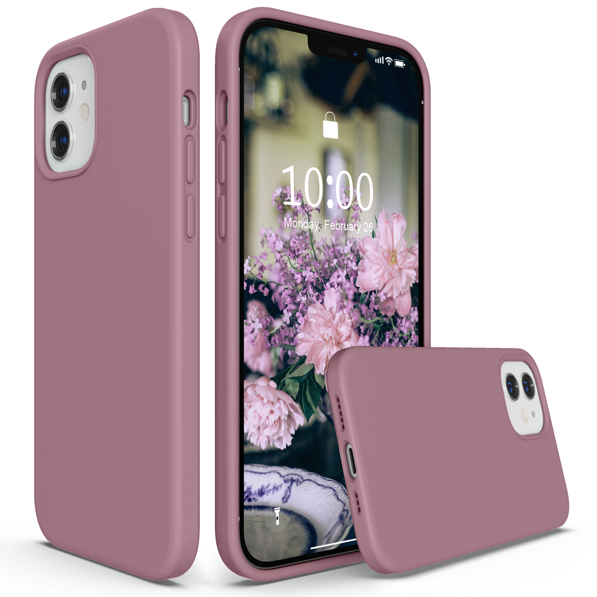 SURPHY Silikonhülle kompatibel mit iPhone 12 Mini Hülle 5,4 Zoll, flüssige Silikon-Handyhülle (mit Mikrofaserfutter), entworfen für iPhone 12 Mini 2020 