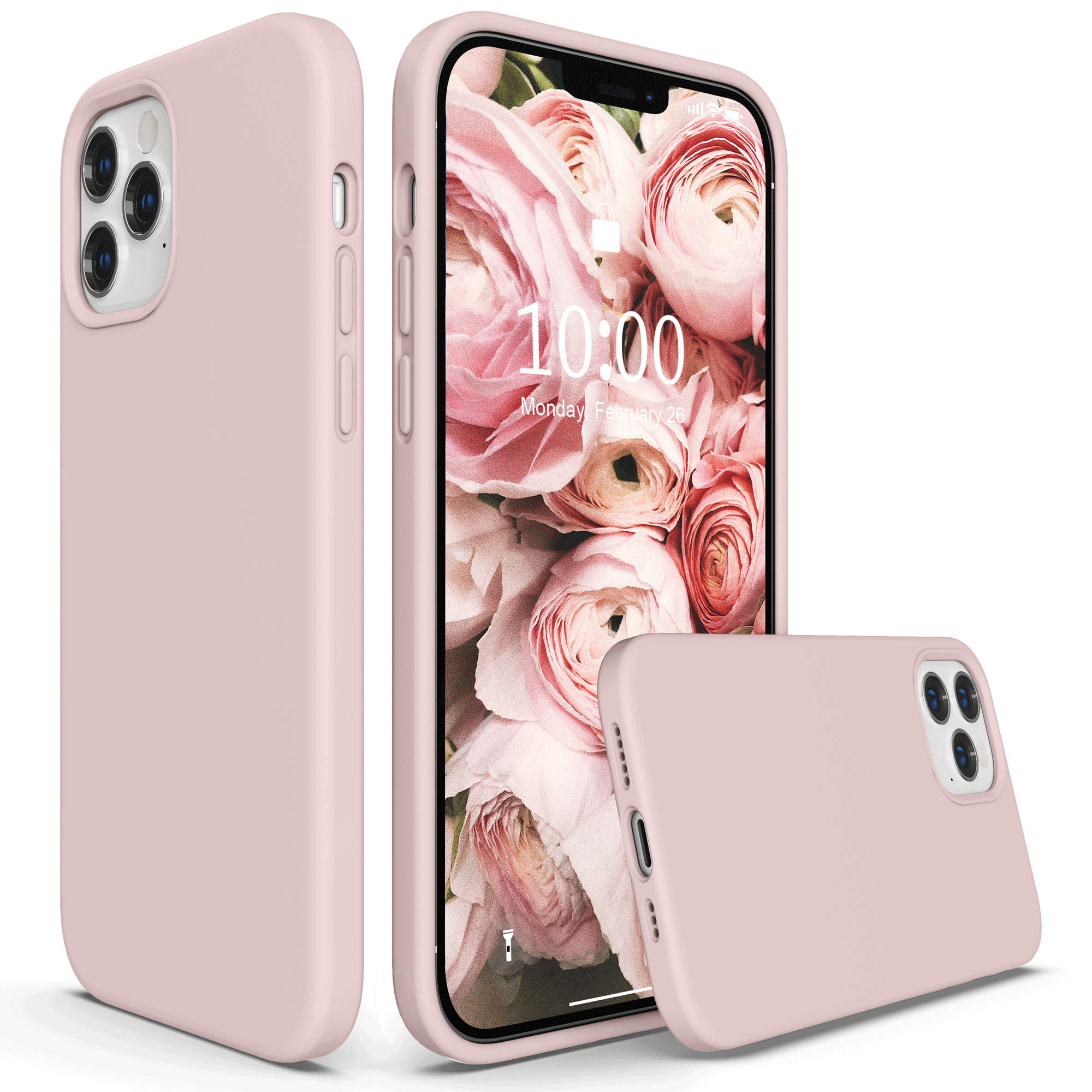 SURPHY Silikonhülle kompatibel mit iPhone 12 Hülle und iPhone 12 Pro Hülle 6,1 Zoll 2020, flüssige Silikon-Handyhülle (mit Mikrofaserfutter), entworfen für iPhone 12 und 12 Pro 