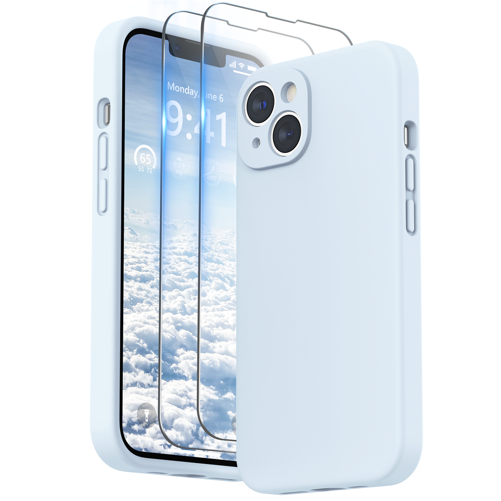 SURPHY Compatible with iPhone 14 Case with Screen Protector (Camera Protection + Soft Microfiber Lining) Liquid Silicone Phone Case 6.1 inch 2022