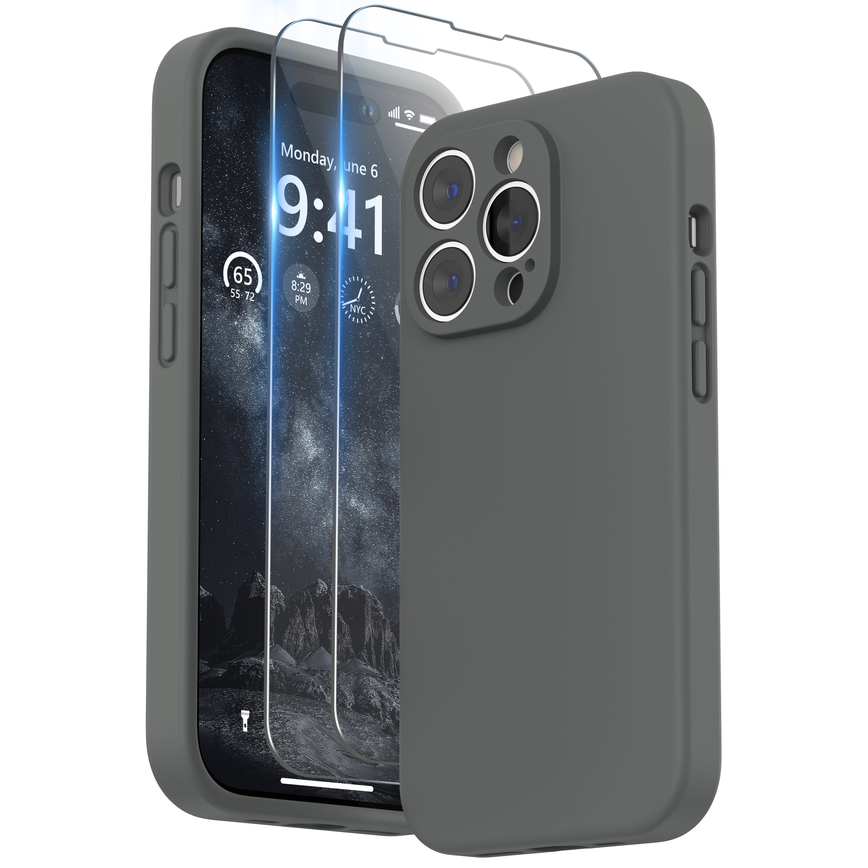 SURPHY Designed for iPhone 14 Pro Max Case with Screen Protector, (with Camera Protection + Soft Microfiber Lining) Liquid Silicone Phone Case