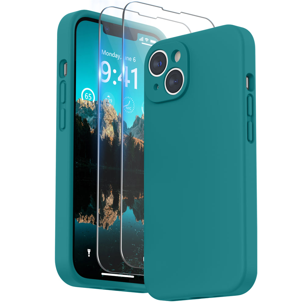 SURPHY Compatible with iPhone 14 Case with Screen Protector (Camera Protection + Soft Microfiber Lining) Liquid Silicone Phone Case 6.1 inch 2022