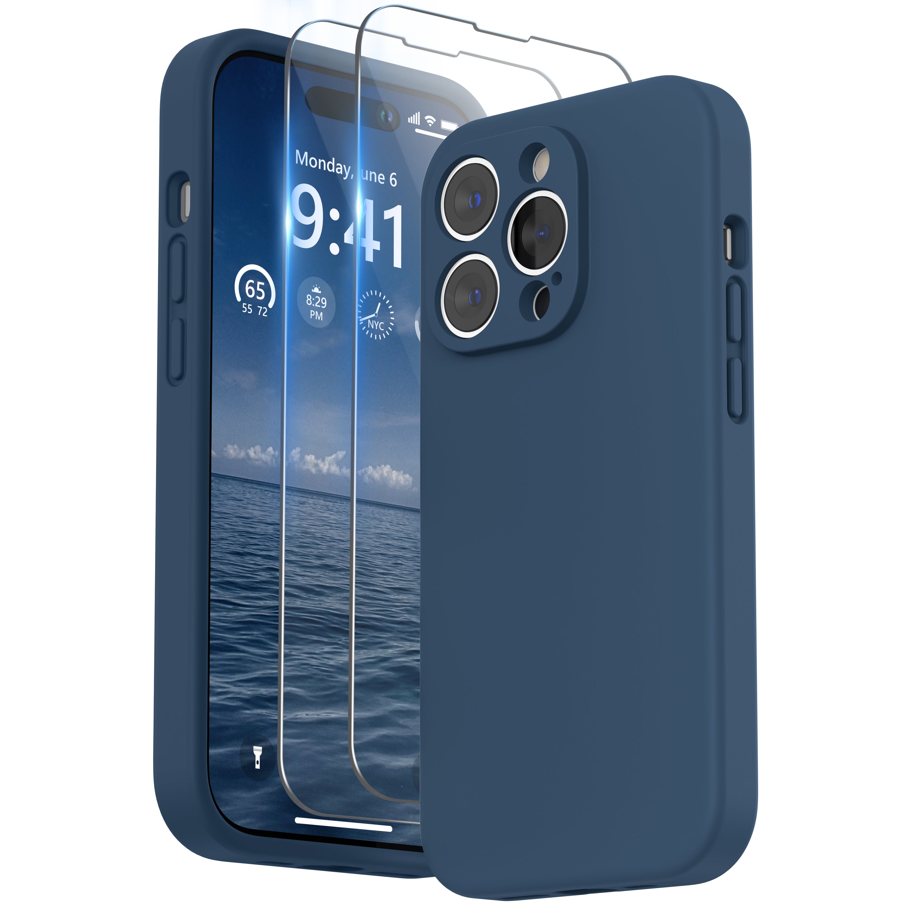 SURPHY Designed for iPhone 14 Pro Max Case with Screen Protector, (with Camera Protection + Soft Microfiber Lining) Liquid Silicone Phone Case
