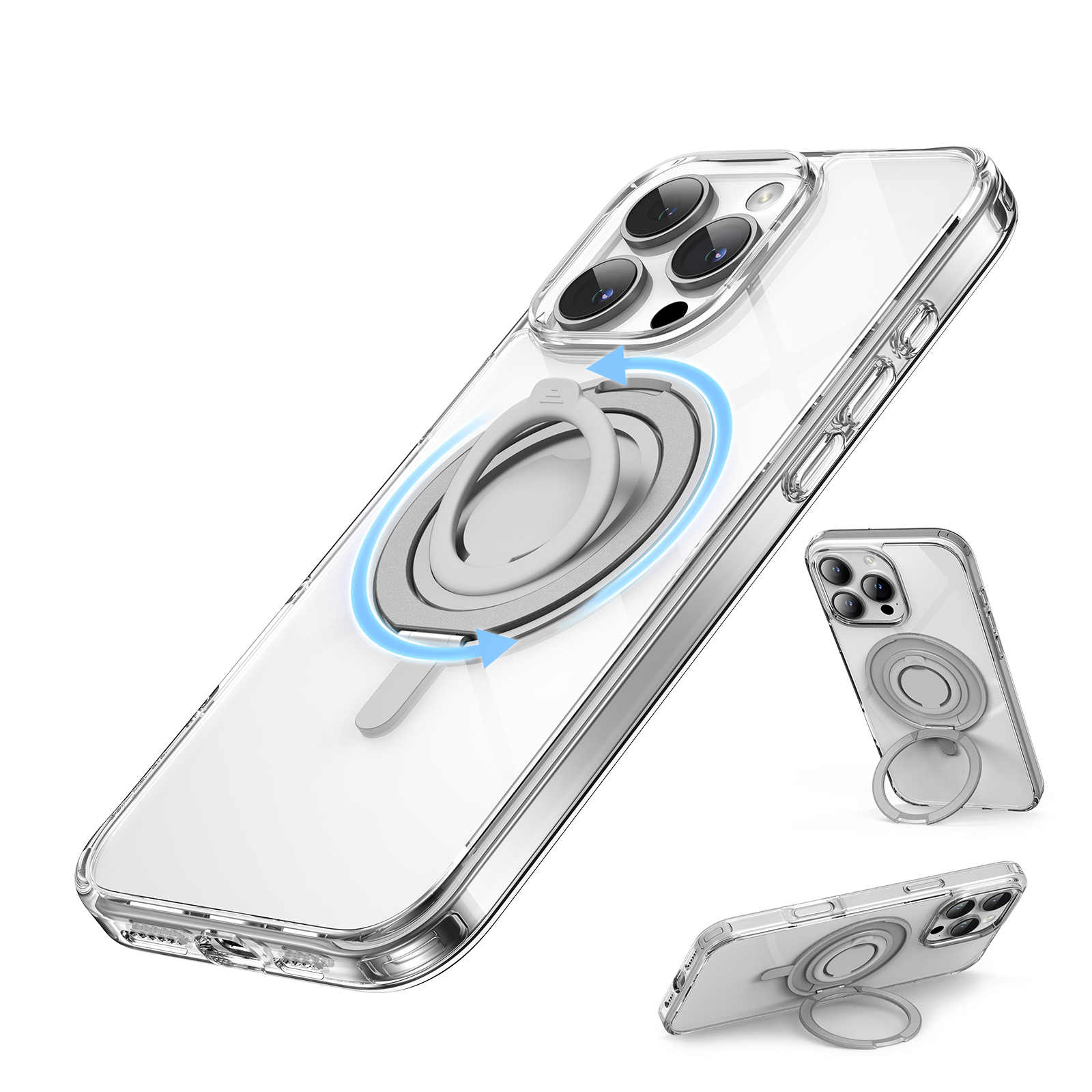 SURPHY 360° Magnetic Stand for iPhone 16 Pro Case with Finger Ring, Compatible with MagSafe, Ring Stand and Finger Ring Phone Case for 16 Pro 6.3 inch 2024